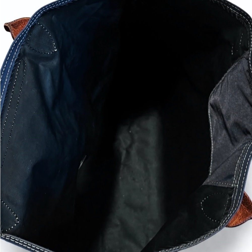 Longchamp Navy Tote with Brown Leather Trim - Picture 4 of 4